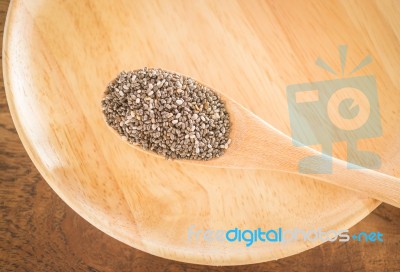 Premiun Raw Organic Chia Seeds Stock Photo