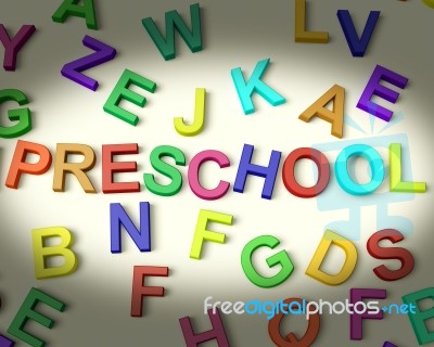 Preschool Written In Kids Letters Stock Image