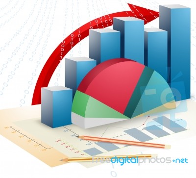 Presentation Business And Bar Graph Stock Image