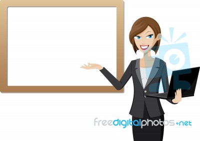 Presentation Girl With Laptop Stock Image