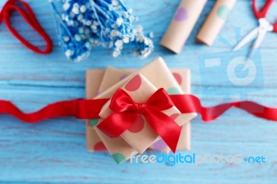 Presents With Wrapping Paper Stock Photo