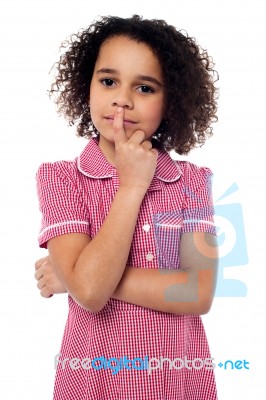 Pretty African American Gesturing Silence Stock Photo