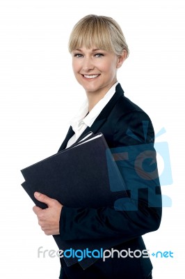 Pretty Business Woman Ready To Attend Meeting Stock Photo