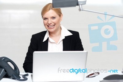 Pretty Businesswoman At Work Stock Photo