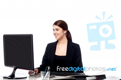 Pretty Businesswoman At Work Stock Photo