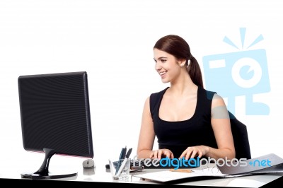 Pretty Businesswoman At Work Stock Photo