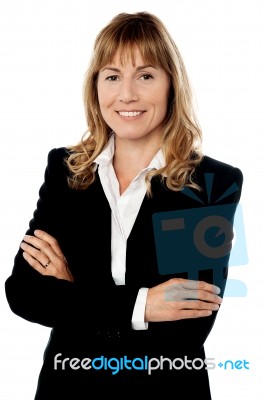 Pretty Businesswoman Posing Confidently Stock Photo