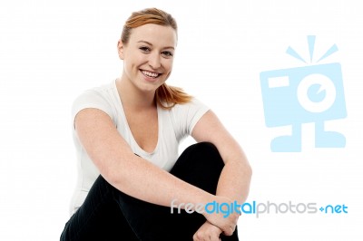 Pretty Caucasian Girl Posing Casually Stock Photo