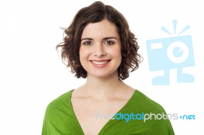 Pretty Curly Haired Woman On White Background Stock Photo