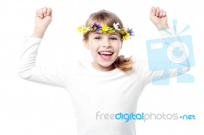 Pretty Girl Child Full Of Excitement Stock Photo