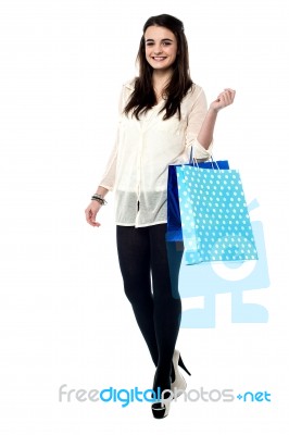 Pretty Girl Shopping Around Stock Photo