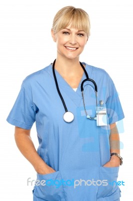 Pretty Medical Professional Posing Casually Stock Photo