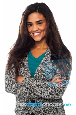 Pretty Mixed Latin Female Model Posing In Style Stock Photo