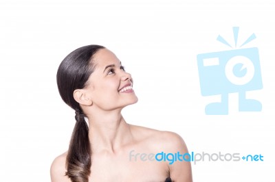 Pretty Spa Lady Facing Upwards Stock Photo