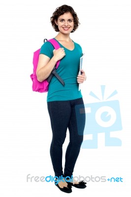 Pretty Student Ready To Attend College Stock Photo