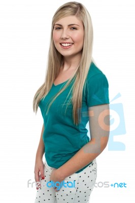 Pretty Teen Blonde Dressed In Casuals Stock Photo