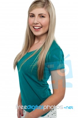 Pretty Teen Blonde Dressed In Casuals Stock Photo