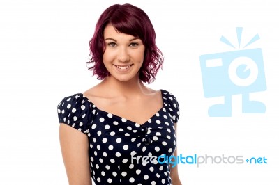 Pretty Teen In Polka Dotted Dress Stock Photo