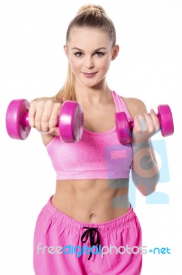 Pretty Woman Exercising, Fitness Stock Photo