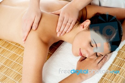 Pretty Woman Getting Spa Treatment Stock Photo