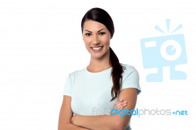 Pretty Woman Posing Over White Stock Photo