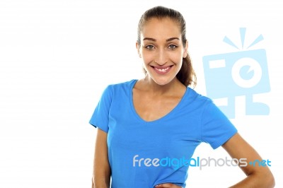 Pretty Woman Posing With Hand On Her Waist Stock Photo