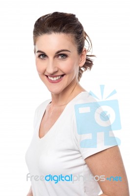 Pretty Woman With Welcoming Smile Stock Photo