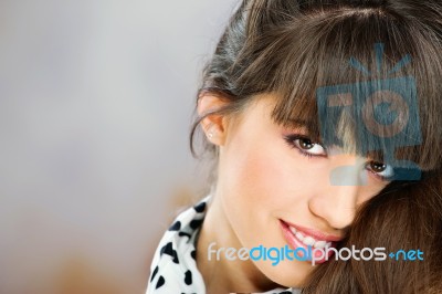 Pretty Woman With White Scarf Stock Photo