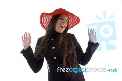 Pretty Young Model Wearing Hat Stock Photo