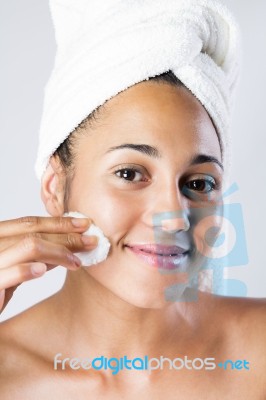 Pretty Young Woman At The Bathroom Stock Photo