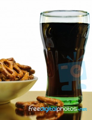 Pretzel And Soda Stock Photo