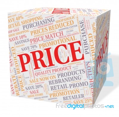 Price Cube Means Word Text And Valuation Stock Image