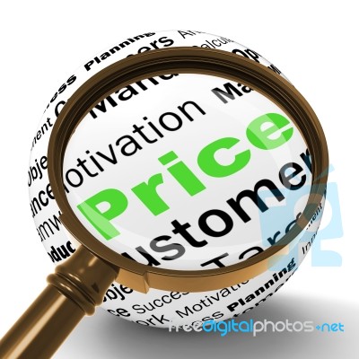 Price Magnifier Definition Means Promotions And Savings Stock Image