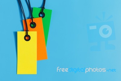 Price Tag On Blue Background Stock Photo