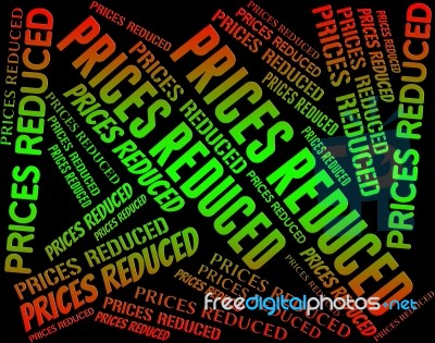 Prices Reduced Shows Text Quotation And Lowering Stock Image