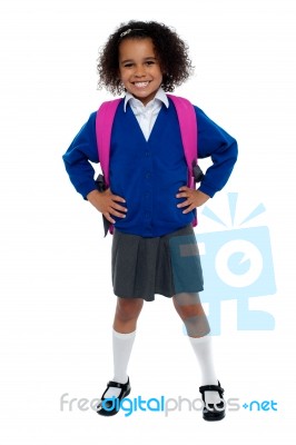 Primary School Girl Posing Confidently Stock Photo