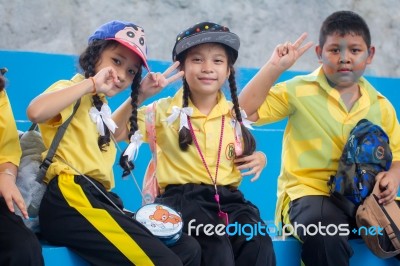 Primary Students Visit The Zoo, In The Jul 27, 2016. Bangkok Thailand Stock Photo