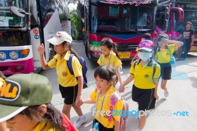 Primary Students Visit The Zoo, In The Jul 27, 2016. Bangkok Thailand Stock Photo