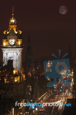 Princess Street In Edinburgh City Stock Photo