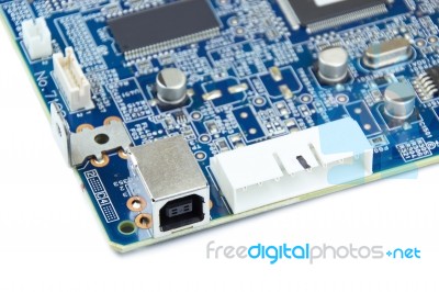 Printed Circuit Board With Electronics Components Stock Photo