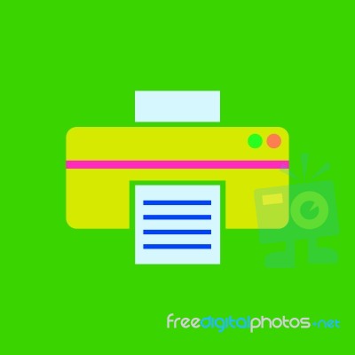 Printer Printing A Picture Of A Landscape Flat   Illustration Eps10 Stock Image