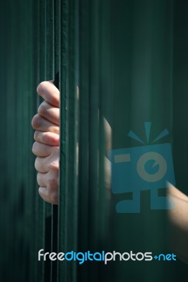 Prisoner In Jail Background Stock Photo