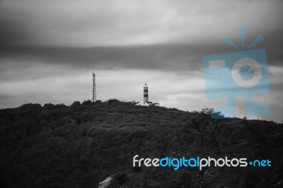 Pristine Beachfront At North Point, Moreton Island. Black And White Stock Photo