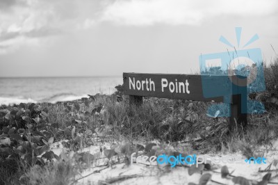 Pristine Beachfront At North Point, Moreton Island. Black And White Stock Photo