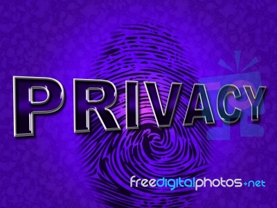 Privacy Fingerprint Means Login Confidentially And Secured Stock Image