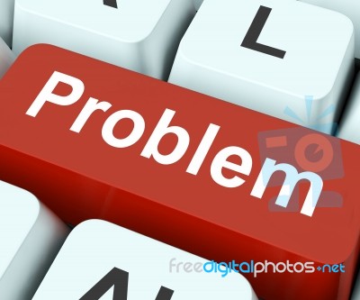 Problem Key Means Difficulty Or Trouble Stock Image