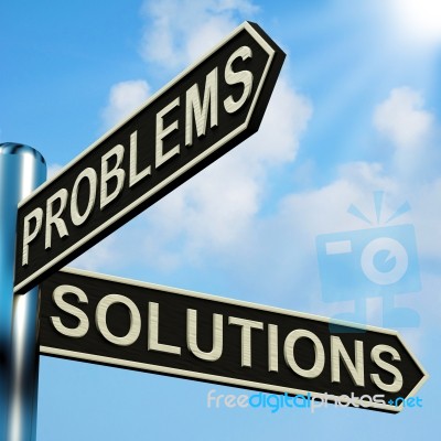 Problems Or Solutions Directions Stock Image