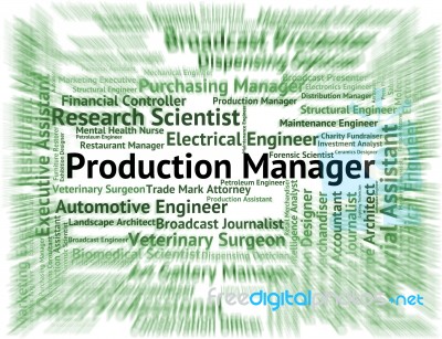 Production Manager Indicating Manufacturing Chief And Work Stock Image