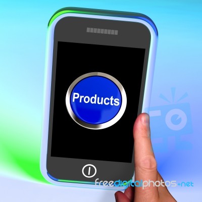 Products Button On Mobile Screen Stock Image