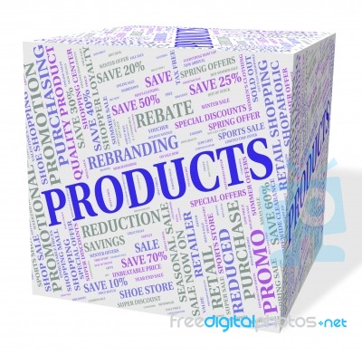 Products Cube Shows Shop Words And Goods Stock Image